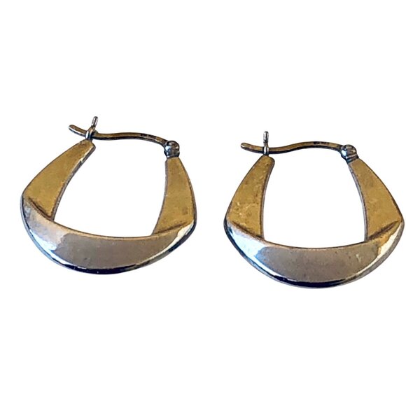 Sterling Silver Lever-Back Earrings Hoop Unique Contemporary Shape - Picture 8 of 12